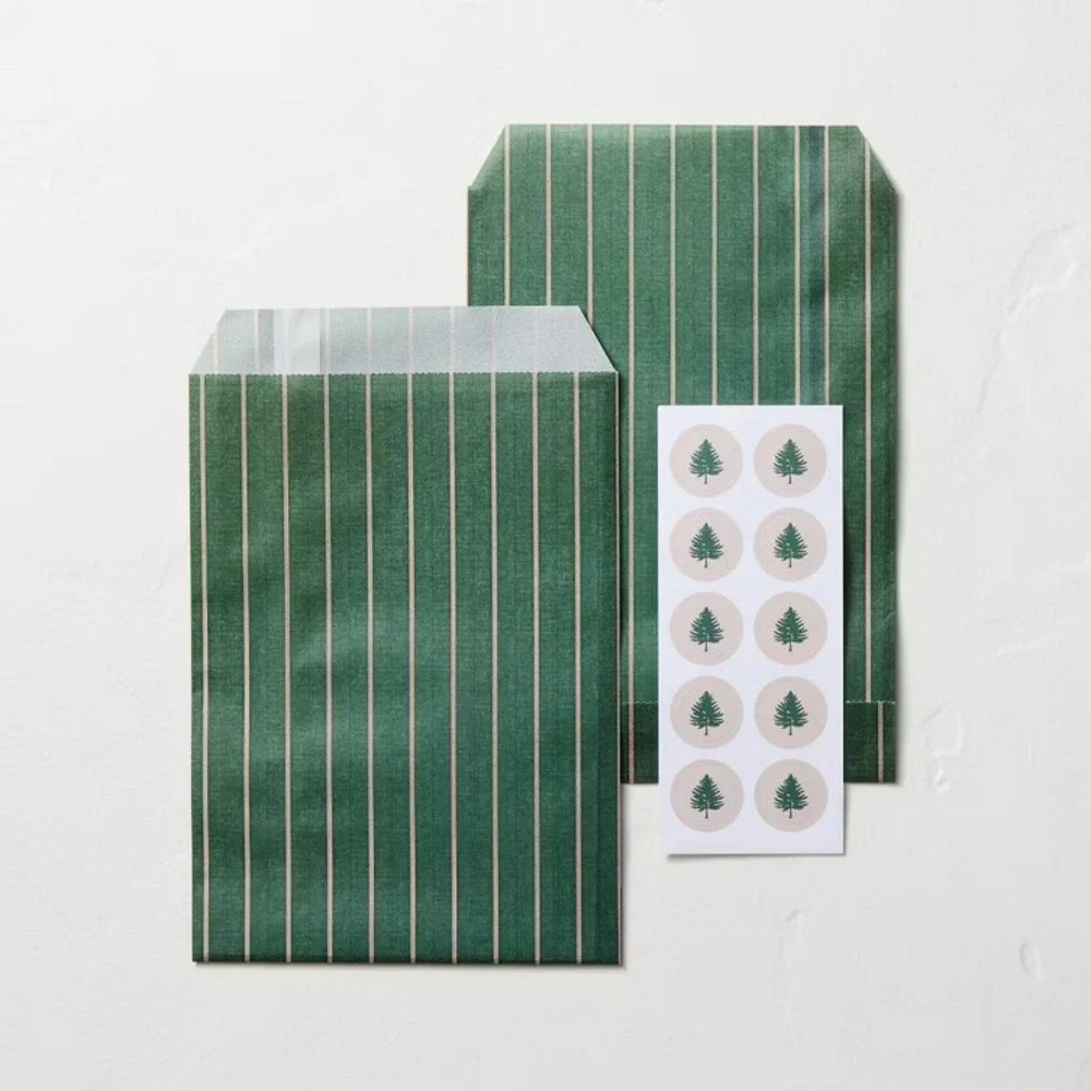 Hearth & Hand Magnolia Gift Bags Paper Treat Stocking Christmas Stripe Farmhouse